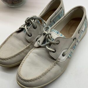 Sperry Top Sider Gray Blue Boat Shoes Sz 9.5. SPR0348